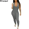 Arrival Body Suits for Women Backless Casual Solid Color Jumpsuits Skinny Deep V Neck Enteritos Mujer Verano 210513