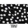 Traf Women Chic Fashion Polka Dot Ruffled Mini Dress Vintage Short Sleeve Back Zipper Female Dresses Vestidos Mujer 210415