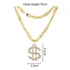 Мода Diamond Hip Hop NightClub преувеличенная золотая цепь доллар подвеска подвеска серебряное ожерелье мужчины и женщины тенденция личности подвеска