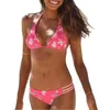 Costumi da bagno da donna Bikini da donna europei e americani 2022 Sexy Halter Vita alta stampata floreale Brasile Beach