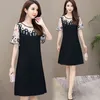 Large Size Dress Summer Lace Stitched Pattern Dress Woman Dress Vestido De Mujer Femme Robe Y220214