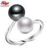 3 Colors Natural Freshwater Cultured Pearl Ring for Women Gifts Accesories Double Gemstone Fashion Jewelry FEIGE 211217