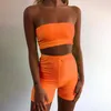 Fashion Women Suit Sexy Solid Color Crop Top And Shorts Female Two-Piece Set Casual Summer Ladies Women's Two Piece Pants