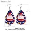 12 styles Nouveaux ornements de Noël Festive Party Favor Boucles d'oreilles de Noël Bonhomme de neige de Noël Cerf Imprimer Boucle d'oreille en cuir Bijoux de cadeau de vacances