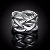 Cluster Ringar Trendiga Bijoux Kvinnor 925 Sterling Silver Ring Smycken för dubbel "X" Cross Collection Män Bague Anillos Fine