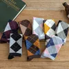 Frauen Socken Warm Halten Raute Muster Herbst Winter Japanischen Stil 1 Paar College Stil Baumwolle Knie-hohe Socken Y1119