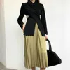 Twotyle Siyah Mizaç Blazer Kadınlar Için Çentikli Uzun Kollu Rahat Blazers Kadın Moda Giyim Oymak 211006