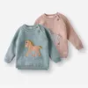 Baby Barn varm tröja för tjejer pojkar kläder barns tecknad plysch tjock stapel stickning pullover 211201