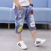 Çocuklar Kot Şort Yaz Rahat Kot Kovboy Erkek Bebek Giysileri Moda Pamuk Elastik Bel Pantolon Pantolon 4-10 Yıl 210723