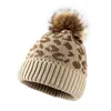 겨울 니트 Beanies 여자 Leopard 양모 모자 pom 캐주얼 skullies 따뜻한 모자 zza3388