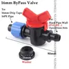 Watering Equipments 2pcs 16mm 20mm PE Pipe Bypass Ball Valve Threaded Lock Irrigation System Connectors Drip Tape Locknut Water