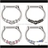 Rings Studs Jewelry Surgical Steel Septum Clicker Ring Punk Women Men Zircon Nose Hoop Body Ps0894 6Nfpc