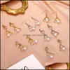 Boucles d'oreilles bijoux Double Triangle perle crochet métal géométrique Sier Dangle oreille manchette femmes alliage vis fête cadeau creux boucle d'oreille Aessories