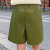 Short à taille élastique à jambes larges hiver en cuir PU lâche pantalon à cinq points pour femmes grande taille 210429