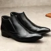 Stivaletti da uomo fatti a mano Scarpe casual in pelle Stivali da cowboy occidentali Stivali da uomo con cerniera a punta nera con cerniera