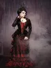 Vintage Black Borgonha Gótico Vestidos de Noiva de Manga Longa Victorian Talking Costume Ramo Bustle Saia e Veludo Jaqueta Vestidos Noiva