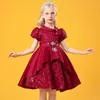 Baby's Evening DrNew Girl's Prindailed Bow Drchristmas Party Dance Performance DrdINner Fluffy Dress X0803