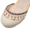 CEYANEAOBohemian Women Platform Sandals Espadrilles Canvas Wedges Embroider Floral High Heels Pumps Summer Shoes Woman Y0305