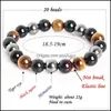 Charm Bracelets Jewelry Beads Tiger Eye Hematite & Black Obsidian Stone Bracelet For Women Gift Men Pdowy