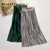 Summer Stain Women's Pleated Skirts with Belted High Waist Chic Long Korean Style Female Tulle 210428