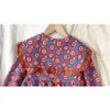Mudkingdom Dziewczyny Sukienka Jesienne Odzież Długie Rękawy Kwiatowy Wzburzyć Dresses Dzieci Odzież 210615