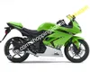 ل Kawasaki Cowling Ninja ZX 250R ZX250 EX250 EX 250 EX250R Green White Bodywork Fairing Kit 2009 2007 2011 2012 (حقن صب)
