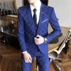 Chaqueta pantalones chaleco hombres 3 piezas Slim Casual traje pantalones conjunto masculino boda novio vestido negocios Blazers abrigo chaleco