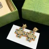 Shiny Colored Diamond Earrings Charm Tiger Head Designer Studs Women Flower Crystal Pendant Earring Eardrop For Party Anniversary With Gift Box