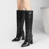 Boots Fashion Faux Crocodile Leather Knee High Autumn Winter Women Women Square Square Long Long On Woman Shoes Big 43