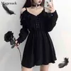 Spaghetti Strap Summer Dress Women V-Neck Black Mini Female Party Off Shoulder Plus Size es Sexy Vestidos 13434 210512