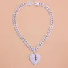 Rapper Bling Crystal Curb Hip Hop Heartbreak Ketting Voor Vrouwen Mannen Iced Out Punk Baguette Choker Cubaanse Link Chain Neckalce Gift Hanger NEC