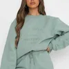 Green Vintage Liters Haftowane Crewneck Bluza Kobiety Winter Topy Oversized Girls Streetwear Koreański Moda Swetry 211104