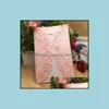 Cartes de vœux Fournitures de fête d'événement Festive Home Garden 40pcs / paquet brillant perle papier carte d'invitation de mariage fleur découpée au laser sculpté 3D Bu