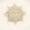 Small Sweet Wind Sunflowers Design Brooch Women Full Crystal Rhinestone C Letters Brooches Suit Pin Fashion Jewelry Clothing Decoration Accessories