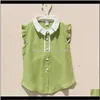 Babykleidung Baby Umstandsmode Drop Lieferung 2021 Ankunft Sommer Chiffon Coole Tops Teenager Mädchen Rüschenbluse Kinder ärmellos Umlegekragen