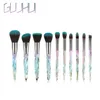 10pcs/set crystal makeup brush eye shadow eyebrow foundation face powder blush brushes multicolor handle cosmetic tools