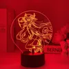 Nocne światła Genshin Impact LED LED Anime Manga Figur Lampa stołowa nowość 3D Illusion Indoor Beachroom Decor Indie Adult Kid277m