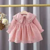 2021 Wiosna Księżniczka Koronki Baby Girl Dress Dla Maluch Dziewczyny Odzież 1 Rok Baby Birthday Party Tutu Dresses 0-3Y Baby Clota G1129