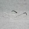 Kvinnors modedesigner solglasögon vintage Rimless Square Clear Men ovala trådglasögon Optisk metallram överdimensionerade glasögonkvinnor för att läsa oculos