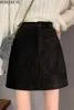 Werrueruyu zima mini spódnica sexy a line spódnica wysoka talii spódnica biurowa damska sukienki spódnice czarne 210608