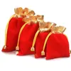 7x9cm 8x10cm 10x12cm 12*16cm Buste in velluto con apertura a campana in tessuto con coulisse in oro per borse per il trucco di gioielli Borsa per imballaggio regalo di Natale direttamente dal produttore