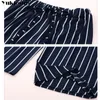 Streetwear Striped Pants Capris z wysokiej talii Szerokie nogi dla kobiet spodnie Kobiety Polody Kobieta plus rozmiar 6xl 210412