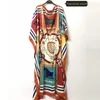 Odzież Etniczna Kuwejt Moda Blogger Poleć Drukowane Silk Kaftan Maxi Sukienki Luźne Letnie Plaża Czeski Długa Długa Dama