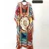 Ethnic Clothing Kuwait Fashion Blogger Recommend Printed Silk Kaftan Maxi Dresses Loose Summer Beach Bohemian Long Dress For Lady