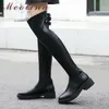 Autumn Over The Knee Boots Women Natural Genuine Leather Thick Heel Thigh High Sexy Slim Zipper Shoes Lady Size 39 210517
