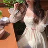 Autumn Elegant Princess Dres Sweet Dot Party Long Sleeve Fairy Dress Female Casual Vintage Korean Kawaii Mini Dress 220311