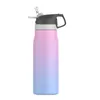 Tazza thermos bottiglia d'acqua con cannuccia, matraccio sottovuoto in acciaio inossidabile 18/8 mantiene caldo freddo sfumato rosa