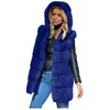 女性用ベスト冬暖かいコートレディース秋のフェイクファール 'ソイルドカラーフード付き袖なしチョッキウエストコートヴィンテージ特大ジャケットアウトウェアStra22