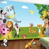 Aangepaste 3d muurschildering behang cartoon vogel olifant aap dier wereld kinderen slaapkamer babykamer decoratie foto muur schilderijgoed quatity