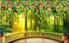 Kundenspezifische Foto-Hintergrundbilder für Wände 3d Wandbilder Moderne grüne Waldbaum Blume Landschaft TV Hintergrund Wandpapiere Home Decoration